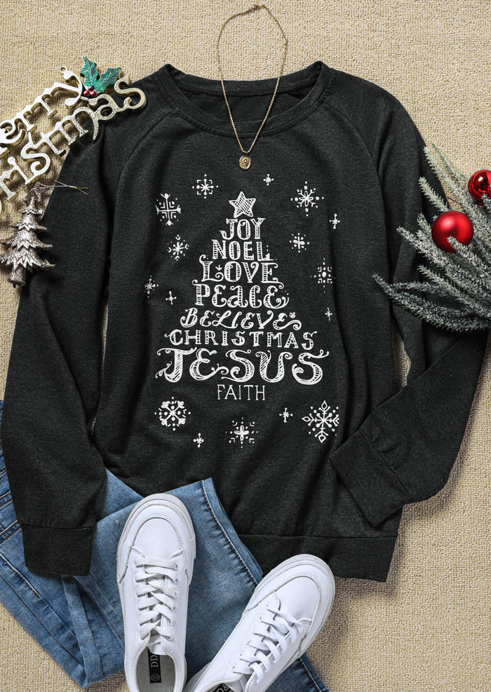 Christmas Jesus Faith Tree Snowflake Pullover Sweatshirt
