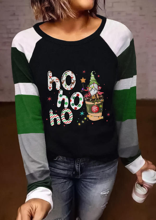 

Christmas Ho Ho Ho Gnome Star T-Shirt Tee - Black, SCM009081