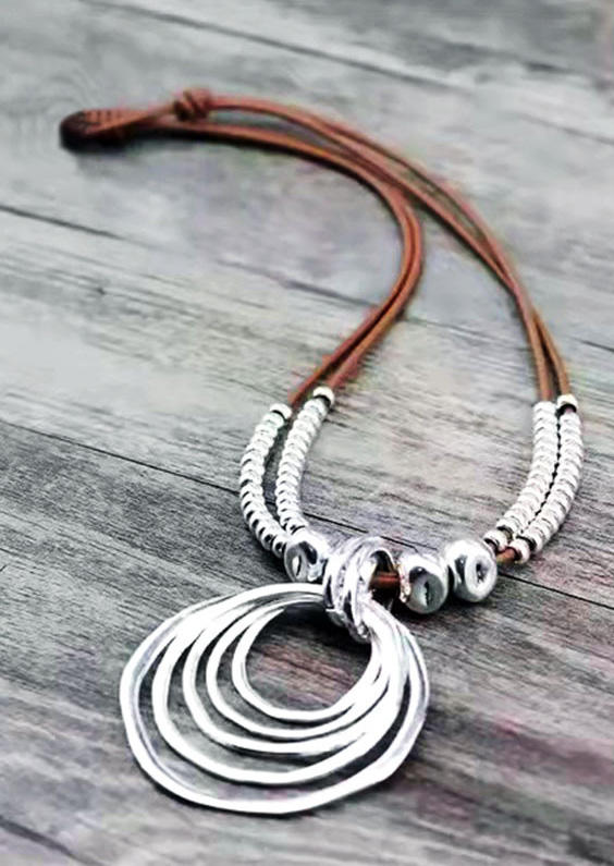 

Round Beading Pendant Necklace, Brown, SCM009094