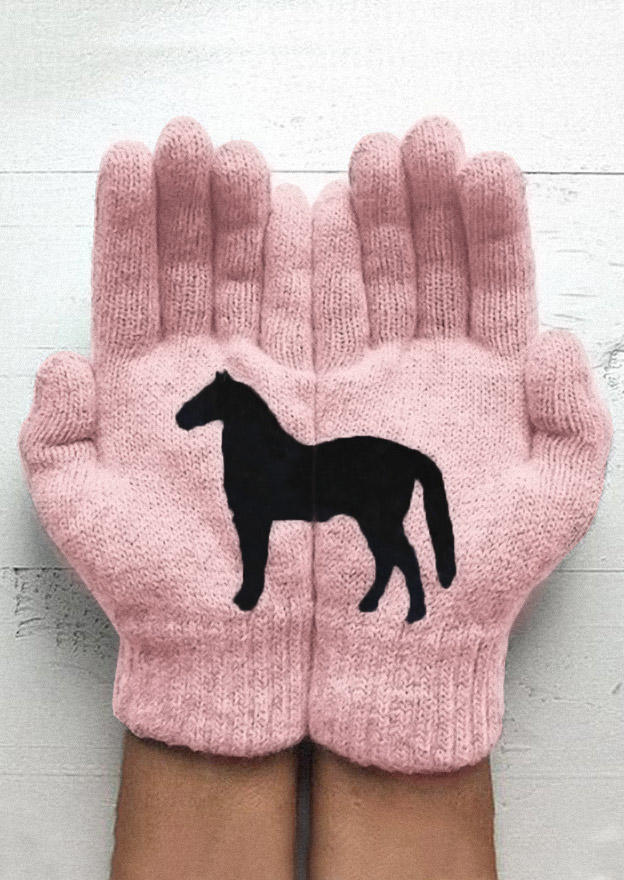 

Horse Winter Warm Gloves - Pink, SCM009126