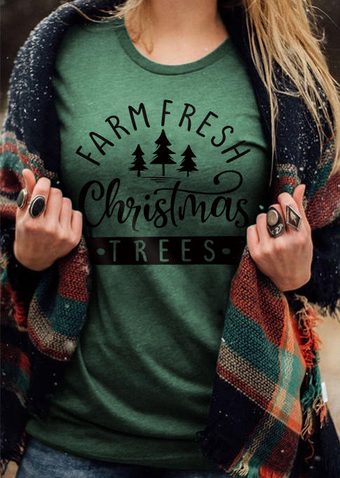 Farm Fresh Christmas Trees T-Shirt Tee - Green