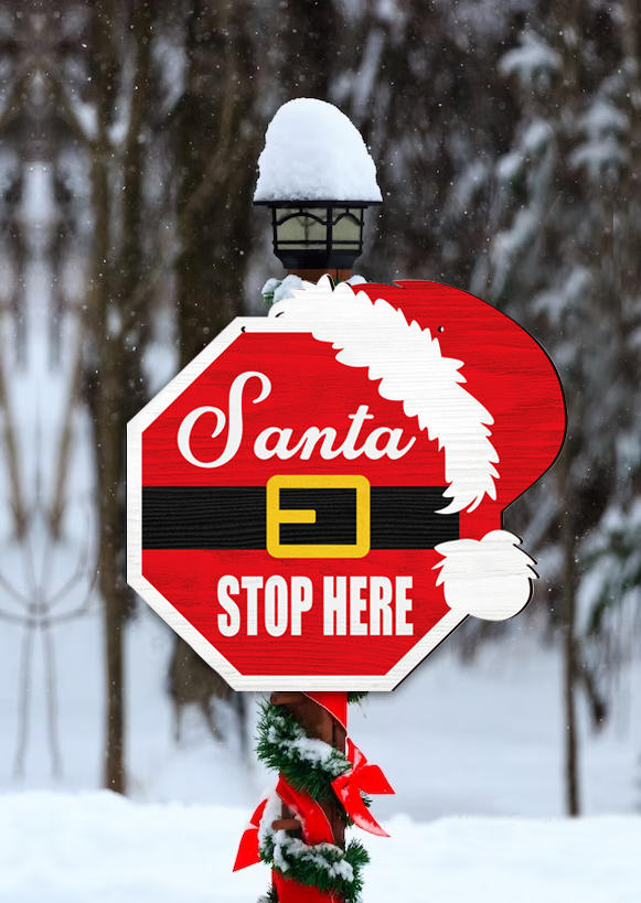 

Christmas Santa Stop Here Wooden Hanging Ornament, Multicolor, SCM009327