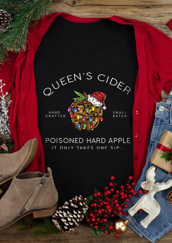

Christmas Hat Queen' Cider T-Shirt Tee - Black, SCM009360