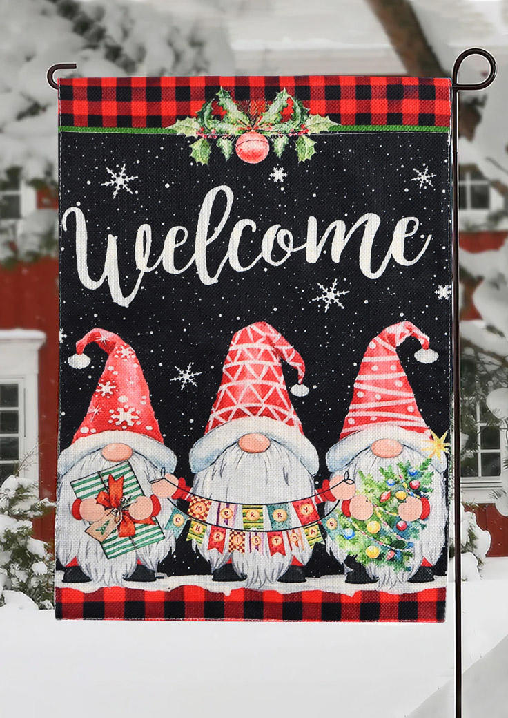 

Merry Christmas Welcome Gnomies Snowflake Garden Flag Ornament, Pink, SCM008512