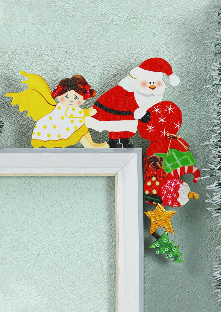 

Christmas Snowflake Santa Claus Snowman Door Ornament, Red, SCM008833