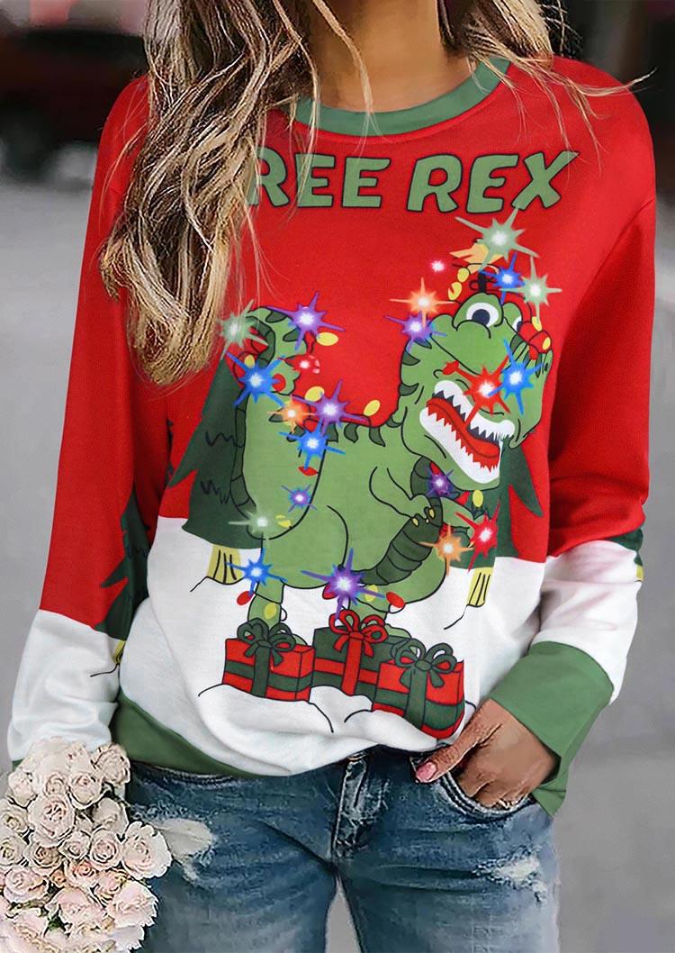 

Christmas Tree Rex Lantern Pullover Sweatshirt, Multicolor, SCM009060