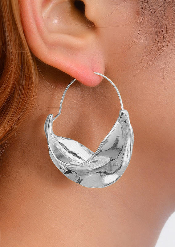 

Irregular Carriage Gift Hoop Earrings, Silver, SCM009209