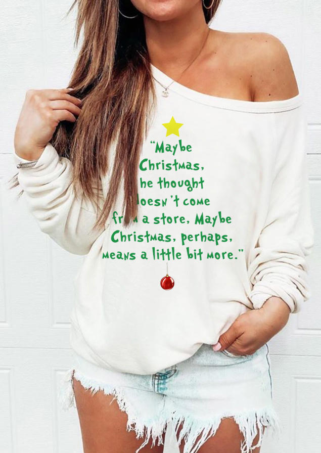 

Maybe Christmas Tree Pullover Sweatshirt - White, SCM009225