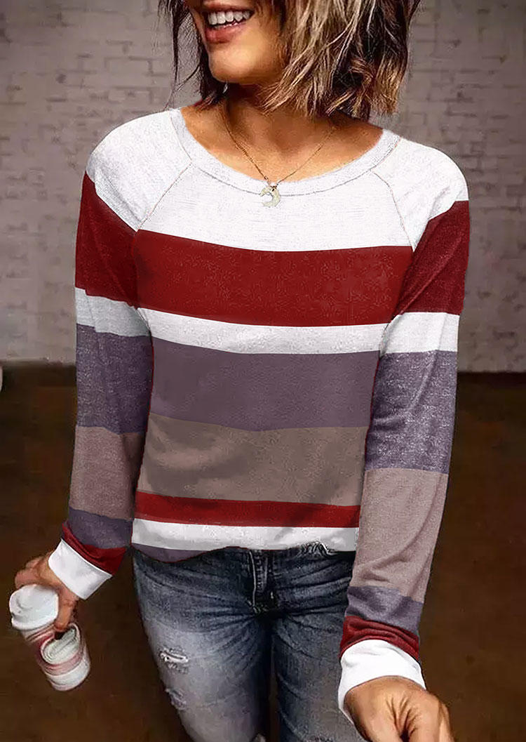 

Color Block Raglan Sleeve Casual Blouse, Multicolor, SCM009254