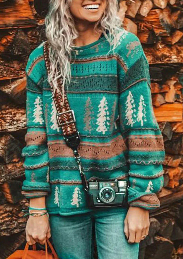 

Christmas Tree Knitted Sweater, Multicolor, SCM009455