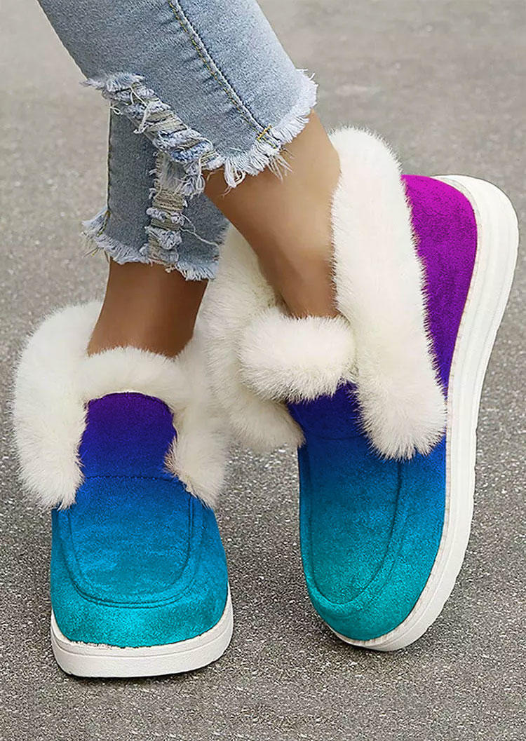 Gradient Plush Thickened Warm Snow Boots