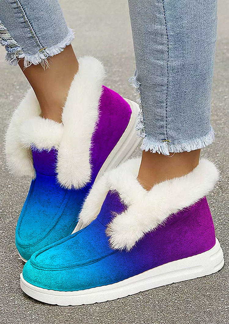 Gradient Plush Thickened Warm Snow Boots