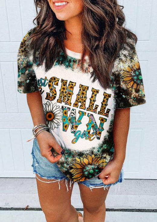 Just A Small Town Girl Leopard Sunflower T-Shirt Tee