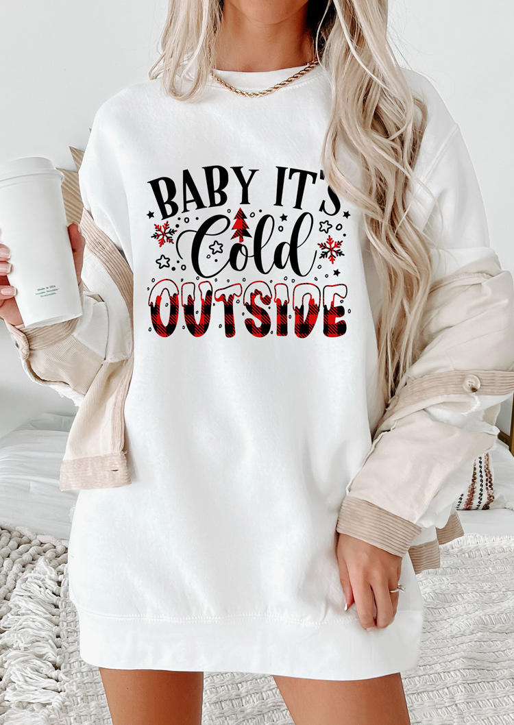 Christmas Baby It's Cold Outside Sweatshirt Mini Dress - White