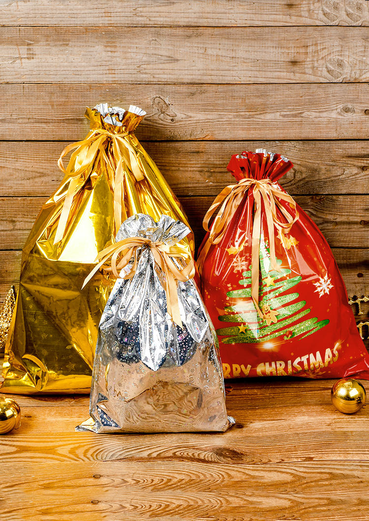

Merry Christmas Drawstring Gift Bags, Multicolor, SCM009005