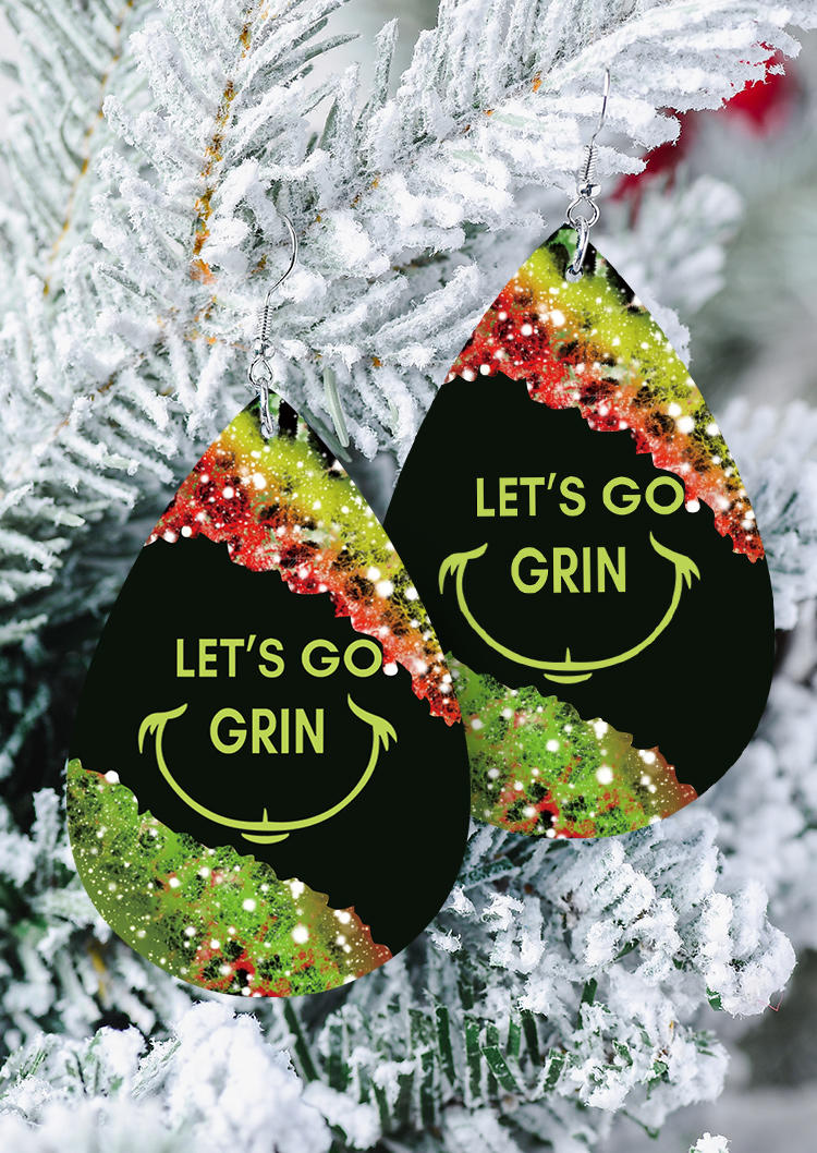 

Christmas Let's Go Grin Glitter Earrings, Multicolor, SCM009124