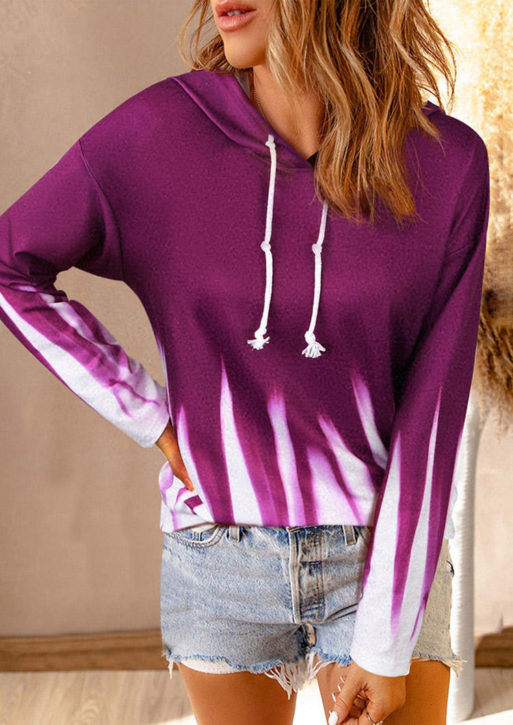 

Gradient Long Sleeve Drawstring Hoodie - Purple, SCM009187