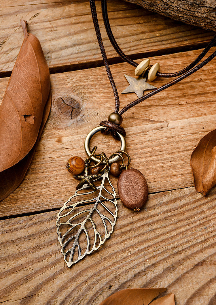 Hollow Out Leaf Pendant Necklace