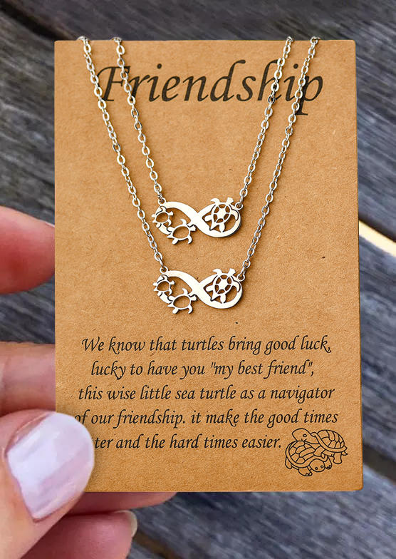 2Pcs Friendship Turtle Hollow Out Necklace