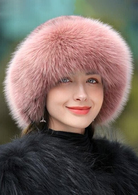 

Warm Thick Fluffy Fur Hat, Pink, SCM009476