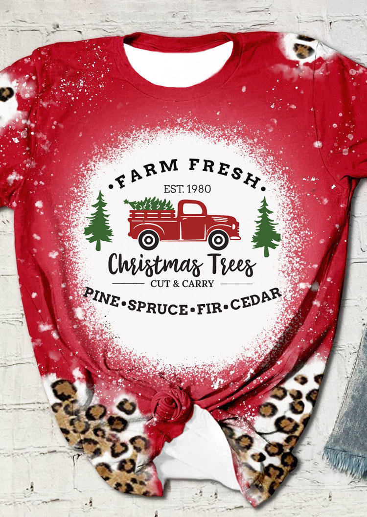 

Christmas Tree Farm Fresh Pine Spruce Fir Cedar T-Shirt Tee - Red, SCM008548