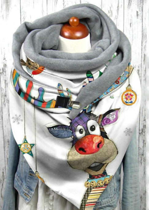 

Christmas Reindeer Warm Triangle Scarf, Multicolor, SCM009211