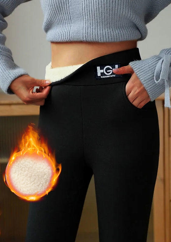 

Thickened Warm Fleece Lined Skinny Leggings - Black, SCM009289