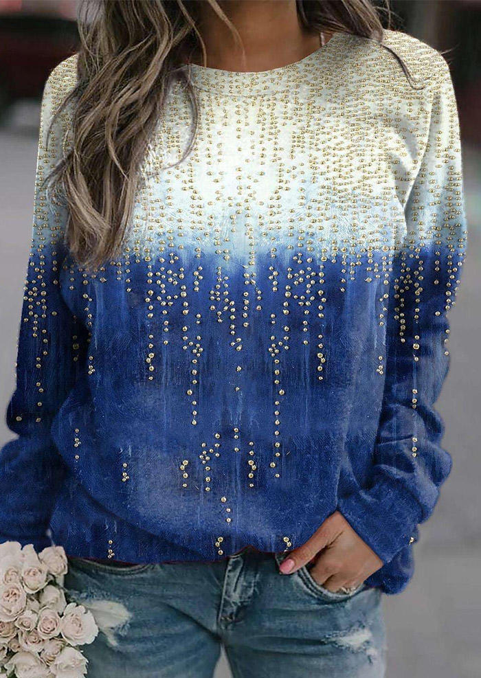 

Gradient Long Sleeve Pullover Sweatshirt, Multicolor, SCM009309