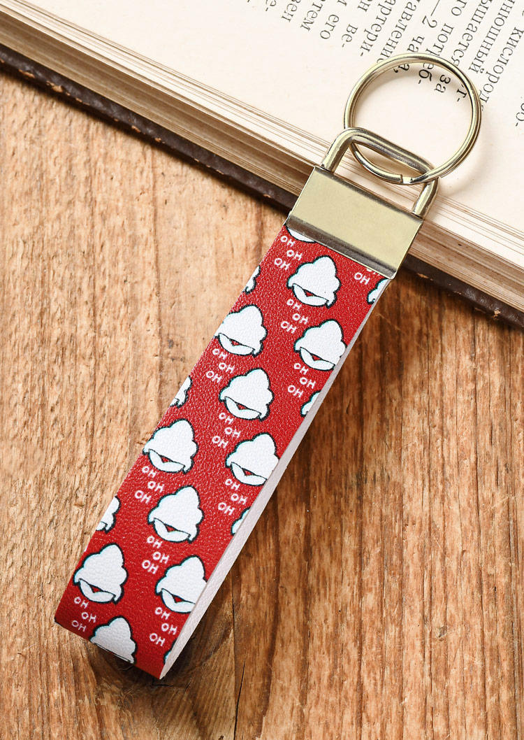 

Christmas Ho Ho Ho PU Leather Keychain - Red, SCM009515