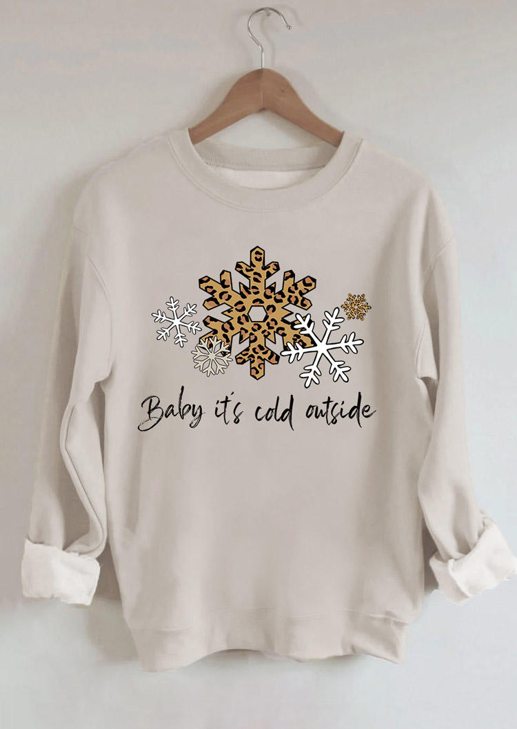 

Christmas Baby It's Cold Outside Snowflake Leopard Sweatshirt, Apricot, SCM009535