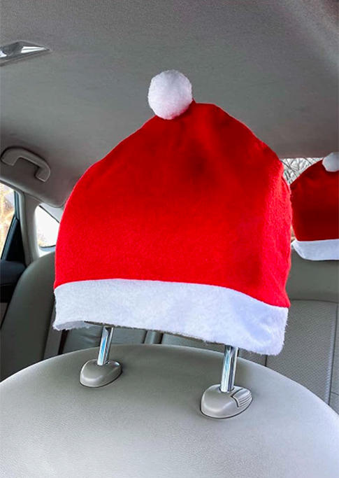 

Christmas Hat Design Car Seat Headrest Ornament, Red, SCM009704