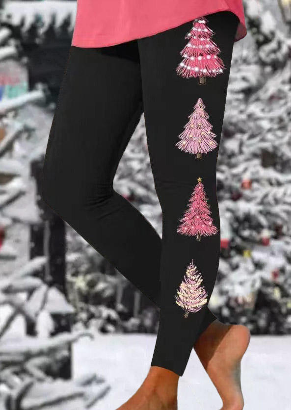 

Christmas Tree Skinny Leggings - Black, SCM009807