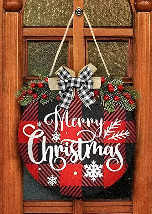 

Merry Christmas Snowflake Plaid Ornament, Red, SCM008247