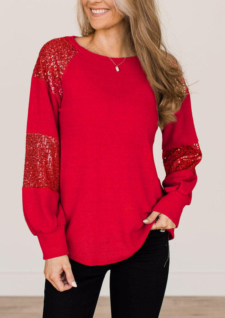 

Long Sleeve O-Neck Blouse - Red, SCM009892