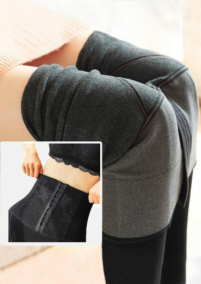 

Lace Warm Fleece Lined High Waist Control Leggings - Black, SCM009919