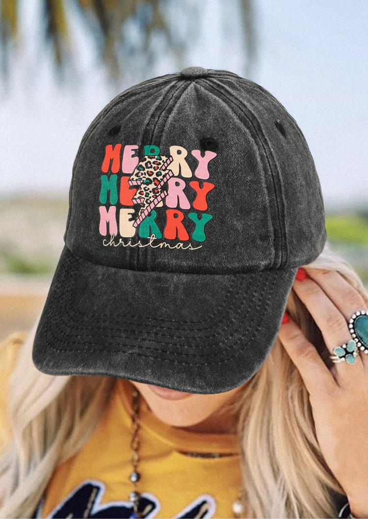 

Merry Christmas Leopard Baseball Cap, Black, SCM009529