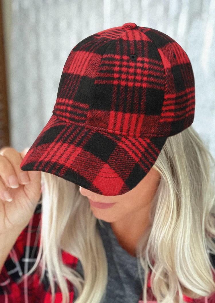 

Plaid Casual Baseball Cap, Red, SCM009583