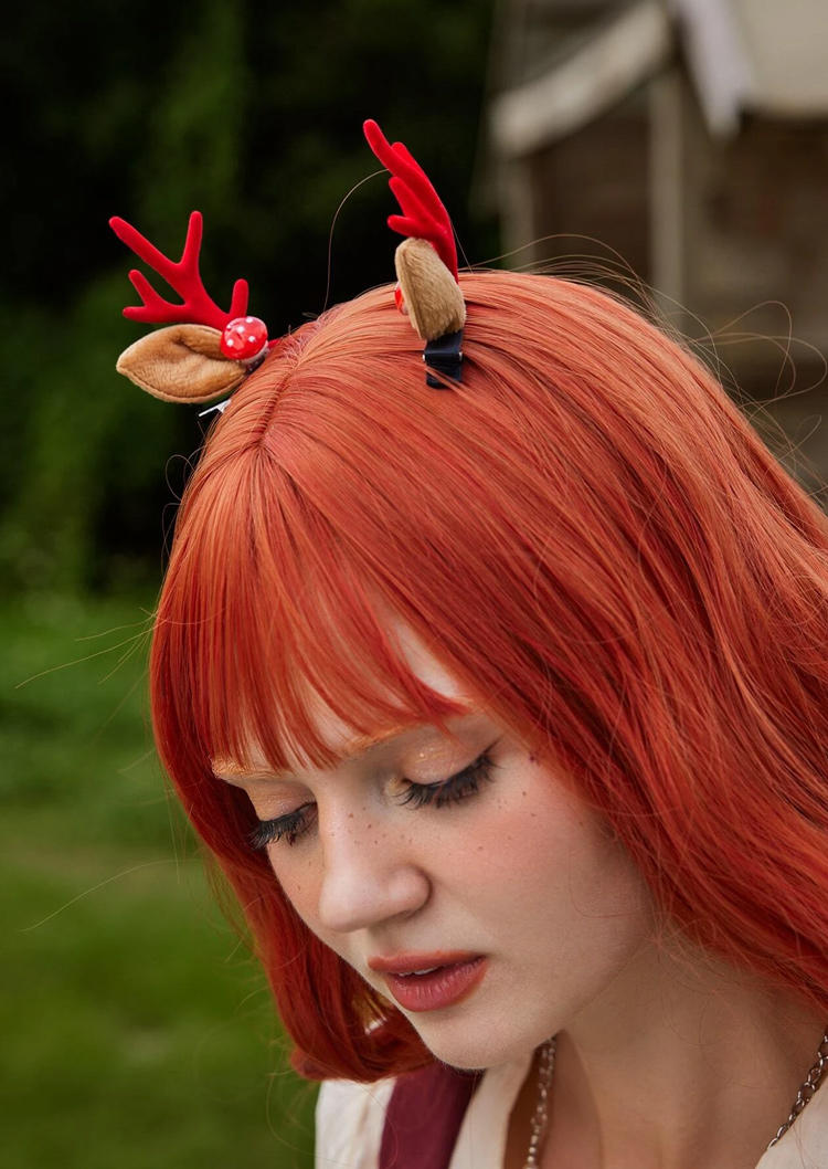 

Christmas Reindeer Mushroom Hairpin, Red, SCM009908