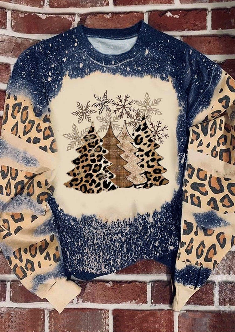 

Christmas Tree Snowflake Bleached Sweatshirt, Multicolor, SCM007547