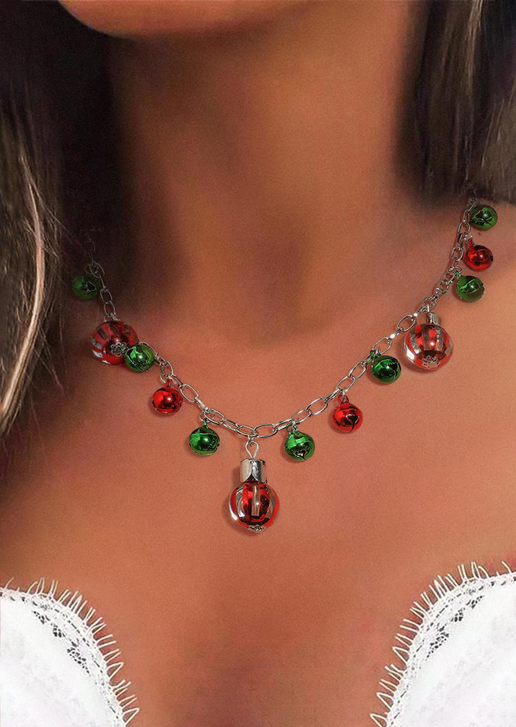 

Christmas Colorful Bell Necklace, Multicolor, SCM009725