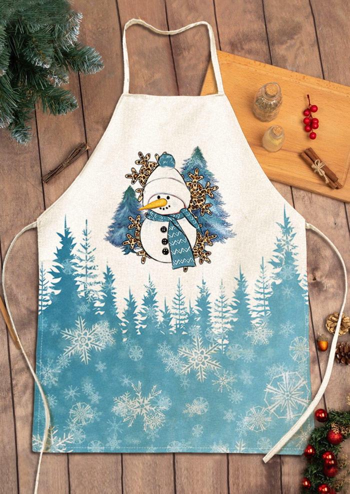 Christmas Snowman Snowflake Leopard Antifouling Apron