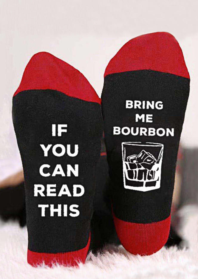 

If You Can Read This Bring Me Bourbon Crew Socks, Black, SCM009700