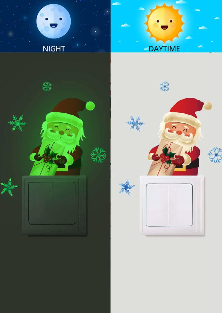

Christmas Santa Claus Removable Luminous Switch Stickers, Multicolor, SCM009833