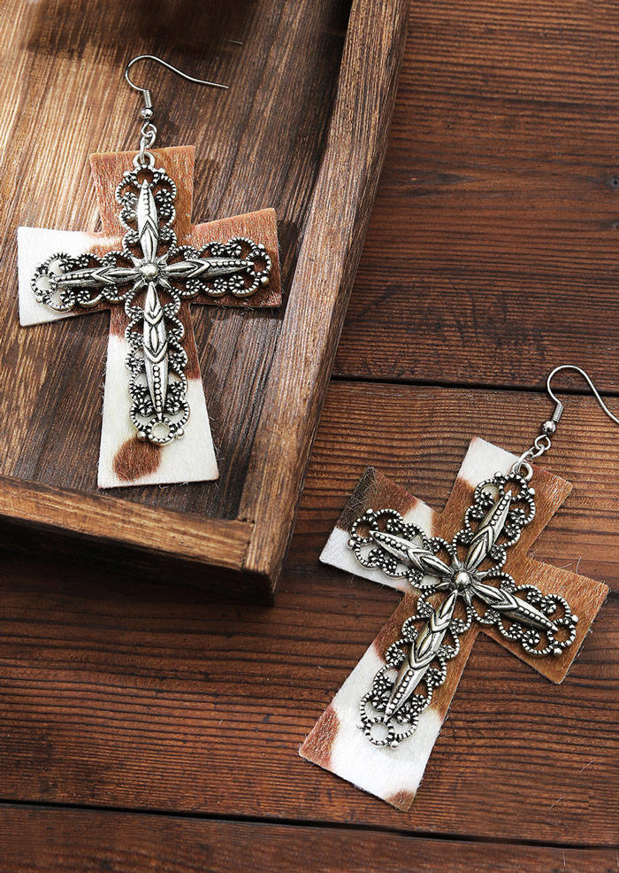 

Cow Cross Hollow Out Alloy Earrings, Multicolor, SCM009695