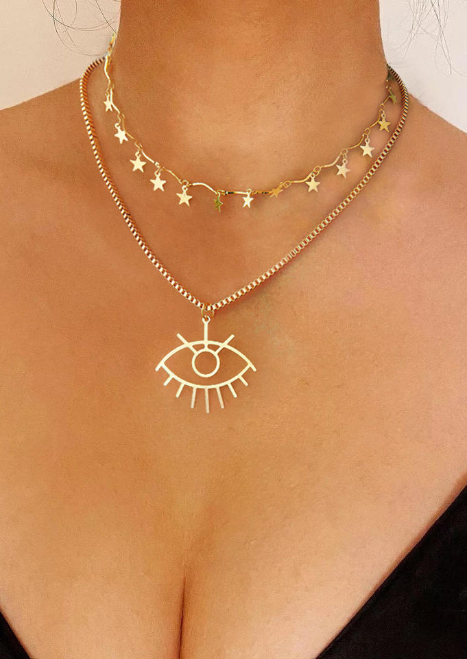 Eye Star Hollow Out Double-Layered Necklace