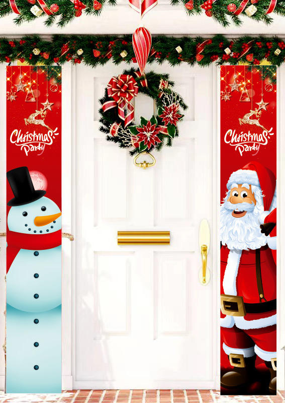 

Christmas Santa Claus Snowman Banner Couplet Door Ornament, Multicolor, SCM009839