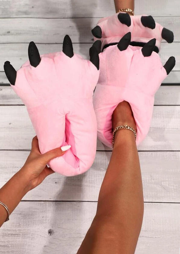 

Cartoon Claws Warm Slip On Slippers - Pink, SCM009956