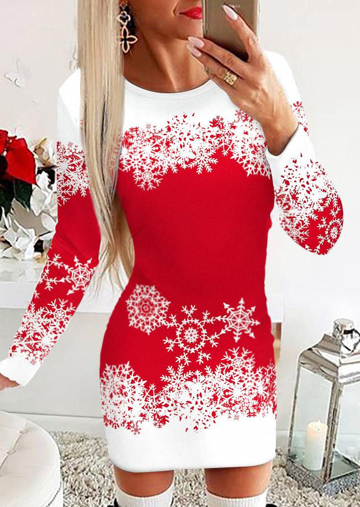 Snowflake Long Sleeve Mini Dress
