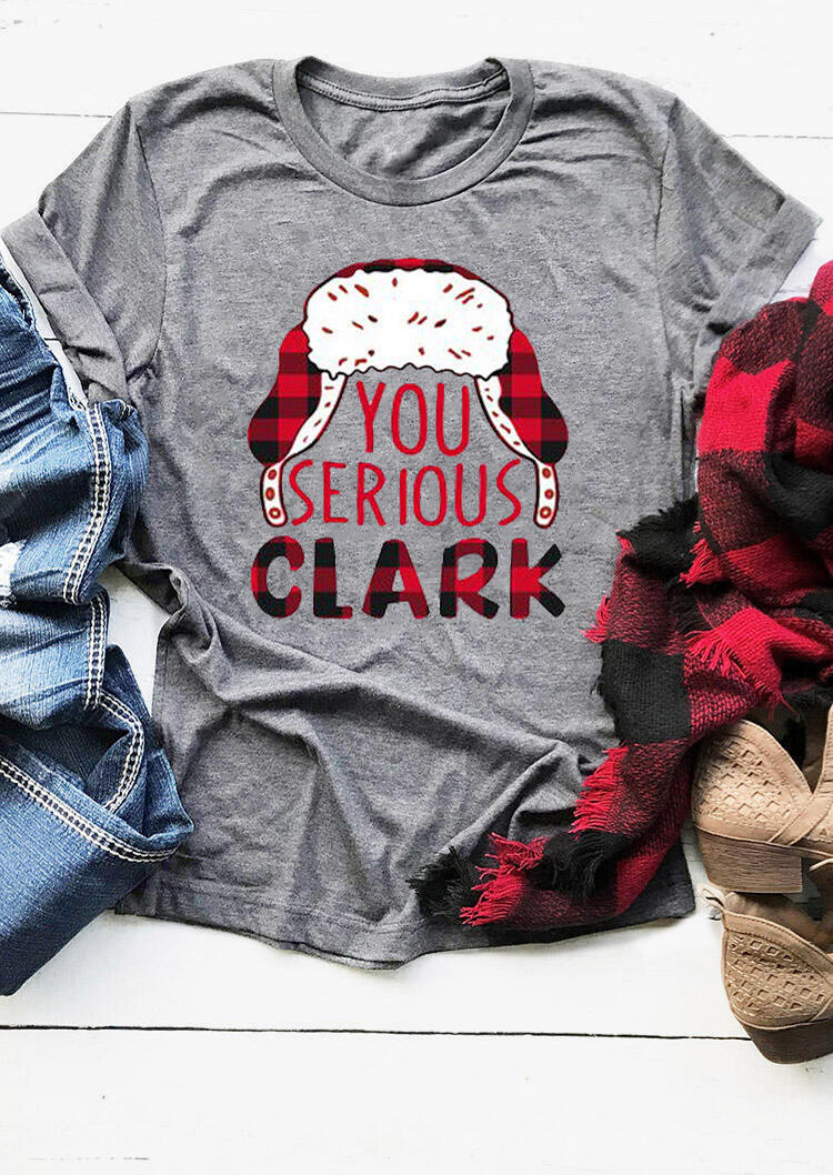 

You Serious Clark Plaid Printed Splicing T-Shirt Tee - Gray, 459050