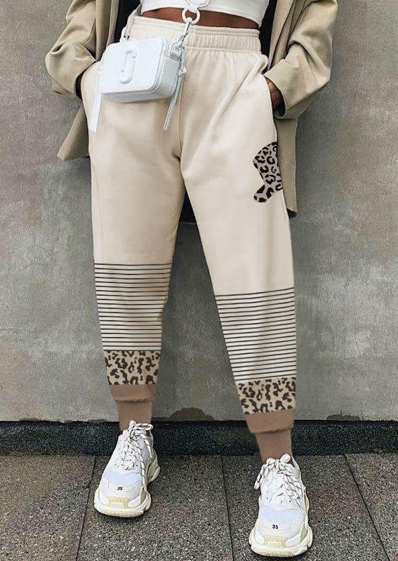 

Christmas Snowman Leopard Striped Pocket Sweatpants, Multicolor, SCM009301